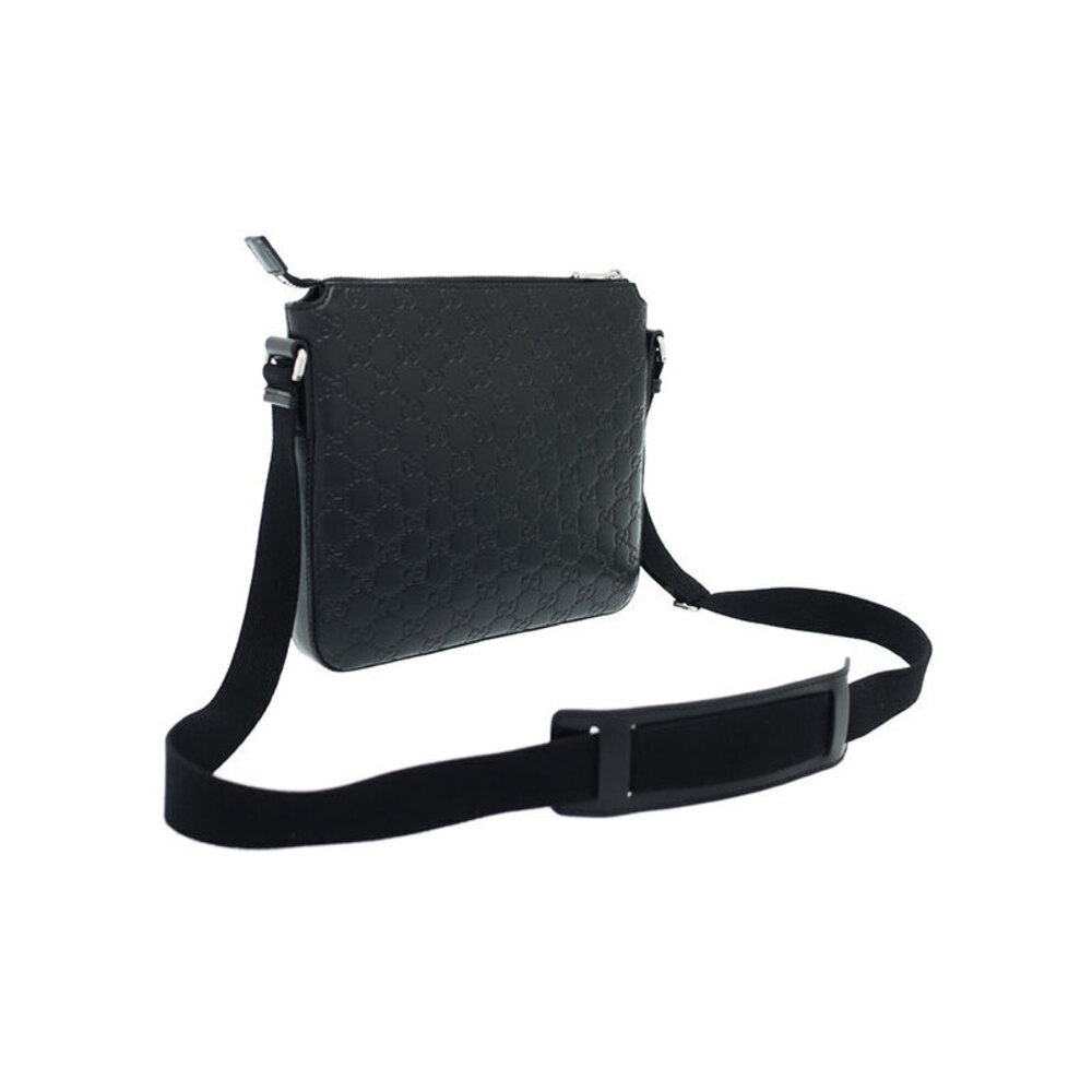 GUCCI Signature Guccissima Leather Messenger Crossbody Bag Black - Picture 2 of 9